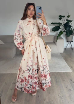 Maxikleid Mit Schleifenkragen Und Blumenmuster -NAHA Damenmode IMG 1606