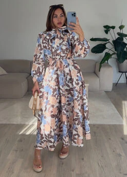 Maxikleid Mit Floralem Muster Und Schleifen-Detail