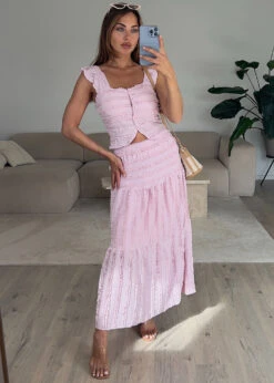 Zweiteiler Set Mit Carmentop Und Maxirock