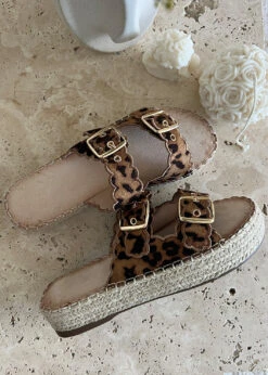 Plateau-Sandalen Mit Leopardenmuster