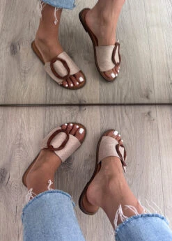 Slides Mit Holz-Optik-Schnalle