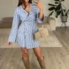 Gestreiftes Wickelkleid Mit Taillengürtel -NAHA Damenmode IMG 7285 1