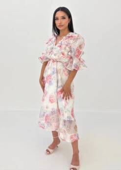 Midikleid Mit Volants & Blumenprint