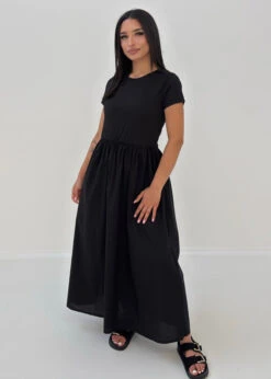 T-Shirt-Kleid -NAHA Damenmode Kleid schwarz seite