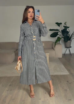 Titelseite -NAHA Damenmode Langes Hemdkleid in Schwarz 1