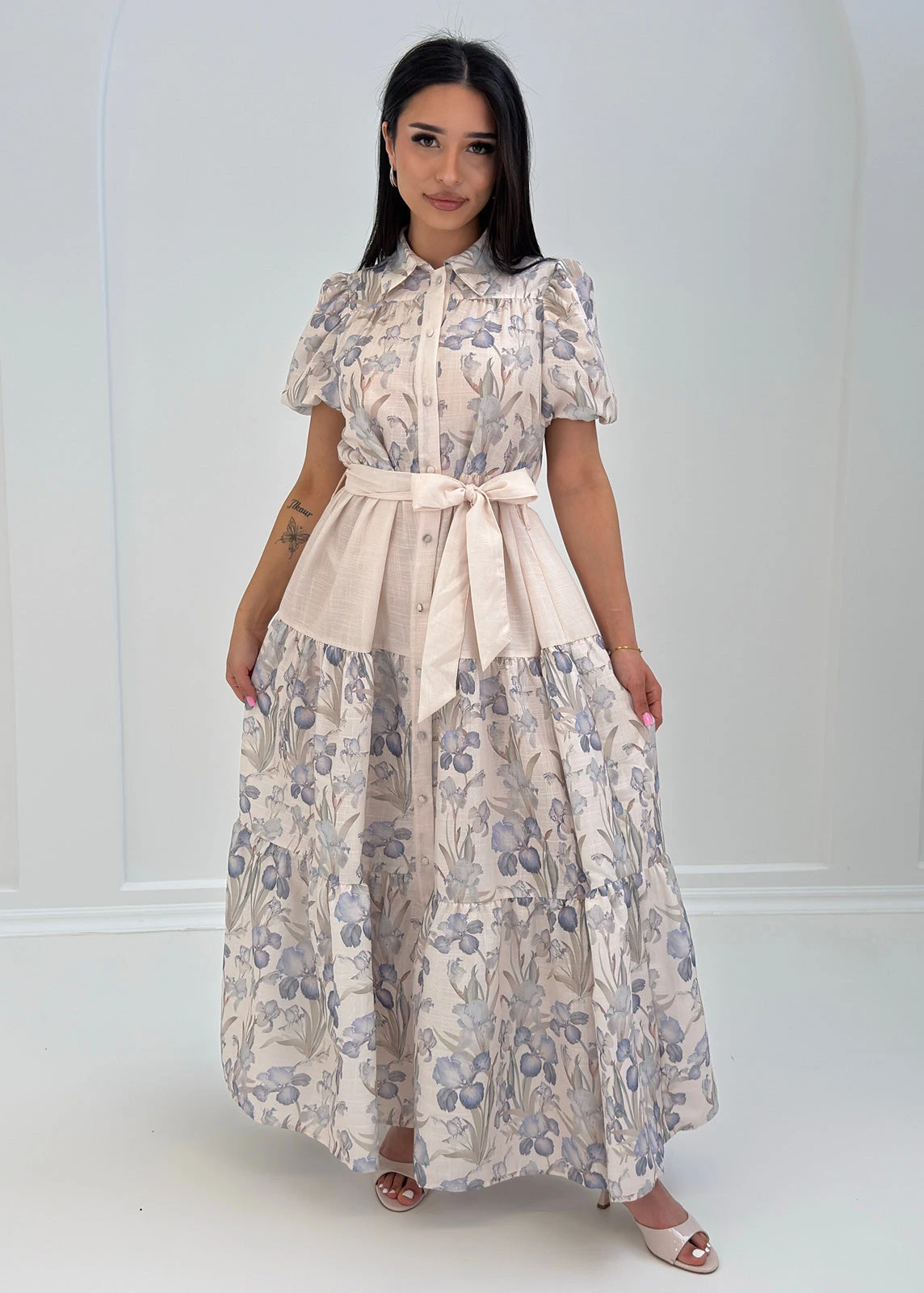 Maxikleid Mit Puffmärmeln 6 Maxikleid Mit Puffmärmeln – Bild 4