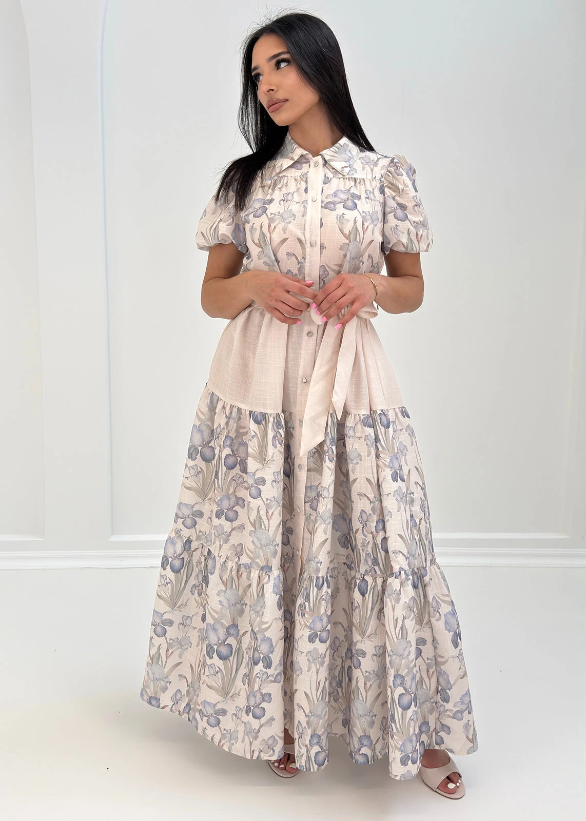 Maxikleid Mit Puffmärmeln 3 Maxikleid Mit Puffmärmeln