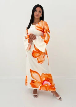 Maxikleid Mit Weiten Ärmeln & Blumenprint