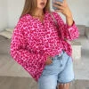 Musselin Bluse Mit Leomuster 1 Musselin Bluse Mit Leomuster -NAHA Damenmode Musselin Bluse Leo Pink 4