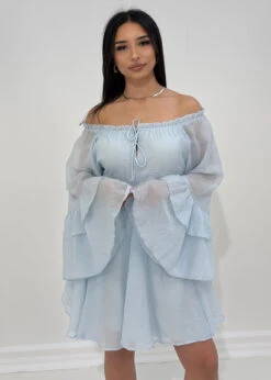 Boho-Kleid Mit Volantärmeln -NAHA Damenmode boho kleid hellblau 2