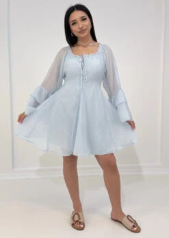 Boho-Kleid Mit Volantärmeln -NAHA Damenmode boho kleid hellblau 3