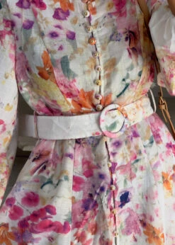 Maxikleid Mit Aquarell-Print -NAHA Damenmode langes kleid mit blumenmuster weiss 1