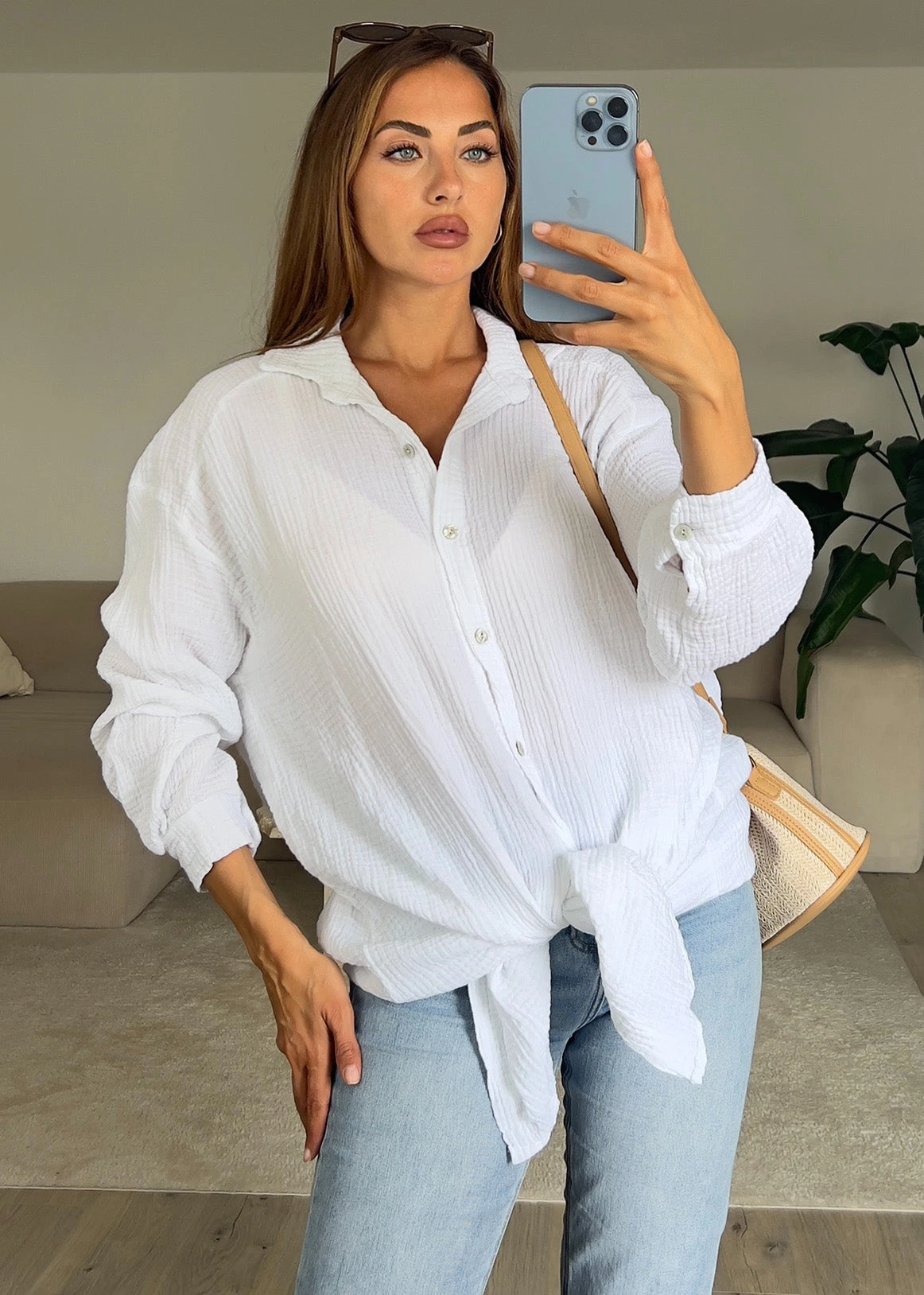 Lange Musselin-Bluse 5 Lange Musselin-Bluse – Bild 3