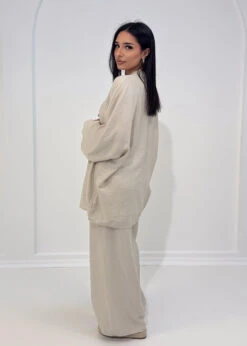 Zweiteiler Mit Schleifen 8 Zweiteiler Mit Schleifen -NAHA Damenmode set mit schleifen beige 1